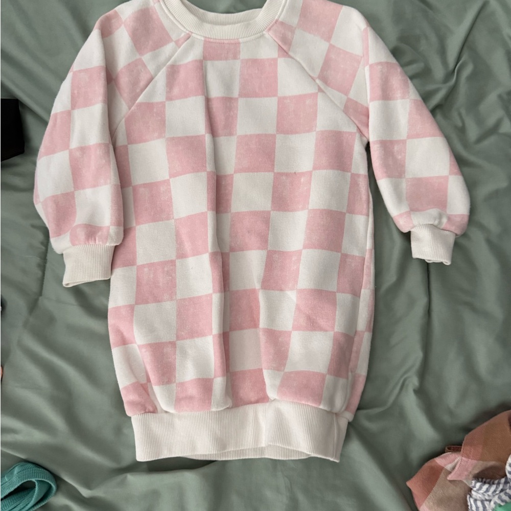 Kids Pink and White Checkered Sweatshirt
